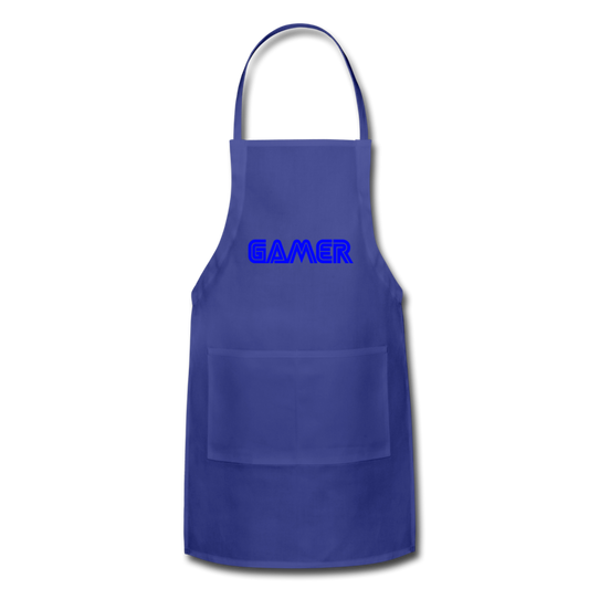Gamer Word Text Art Adjustable Apron - royal blue