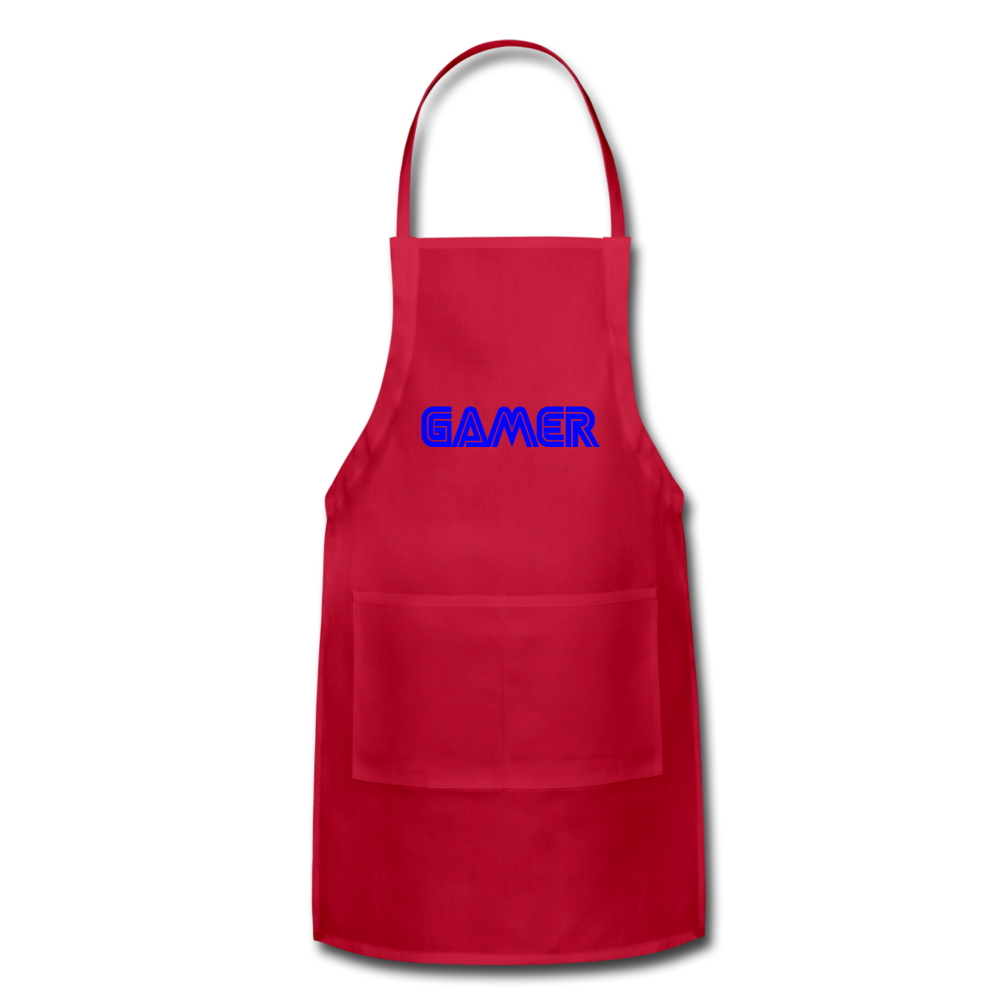 Gamer Word Text Art Adjustable Apron - red