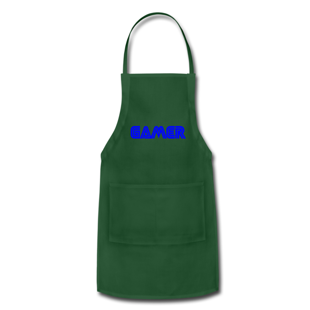 Gamer Word Text Art Adjustable Apron - forest green