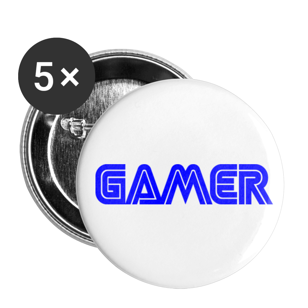 Gamer Word Text Art Buttons small 1'' (5-pack) - white