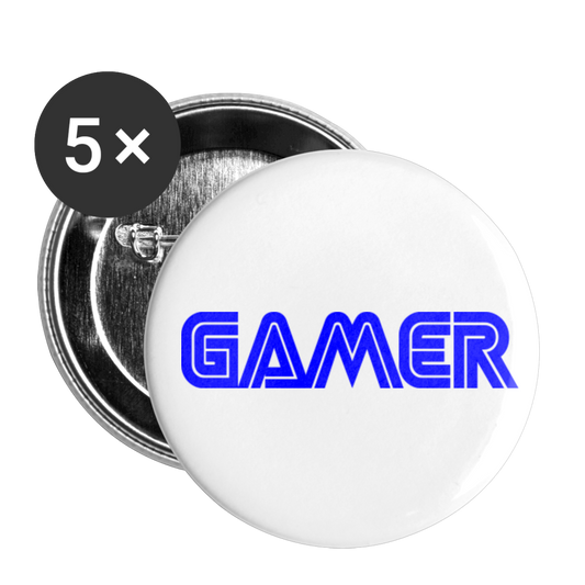 Gamer Word Text Art Buttons small 1'' (5-pack) - white