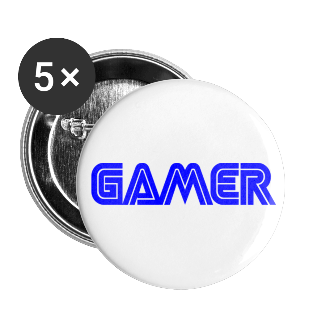 Gamer Word Text Art Buttons large 2.2'' (5-pack) - white
