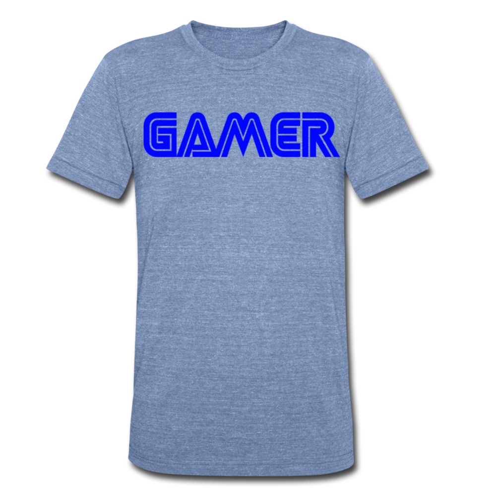 Gamer Word Text Art Unisex Tri-Blend T-Shirt - heather Blue