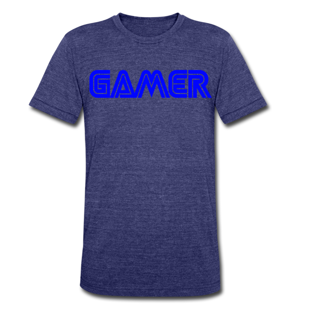 Gamer Word Text Art Unisex Tri-Blend T-Shirt - heather indigo