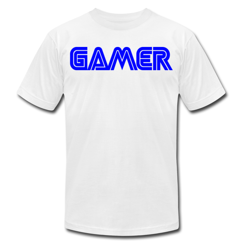 Gamer Word Text Art Unisex Jersey T-Shirt by Bella + Canvas - white
