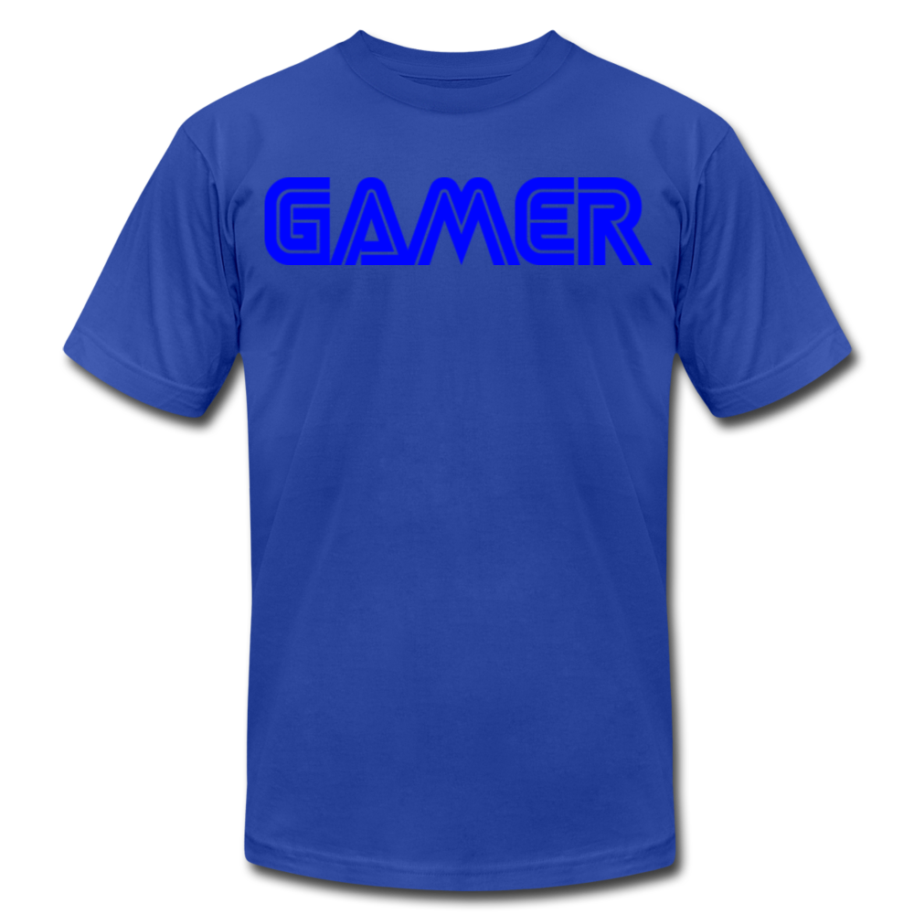 Gamer Word Text Art Unisex Jersey T-Shirt by Bella + Canvas - royal blue
