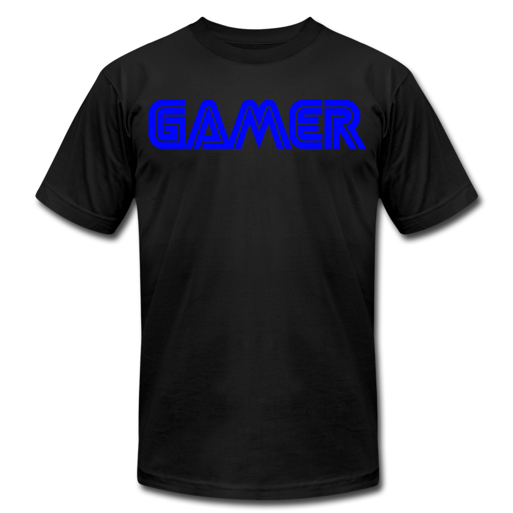 Gamer Word Text Art Unisex Jersey T-Shirt by Bella + Canvas - black