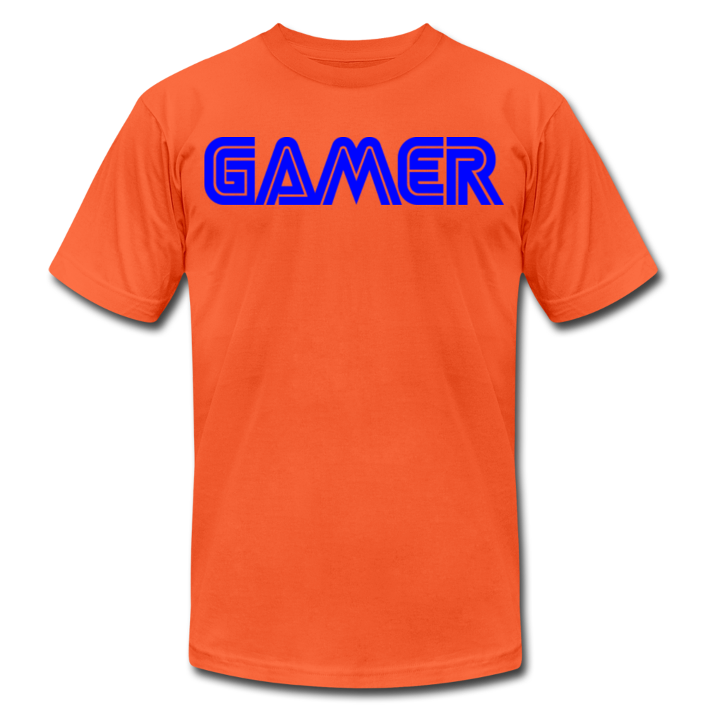 Gamer Word Text Art Unisex Jersey T-Shirt by Bella + Canvas - orange