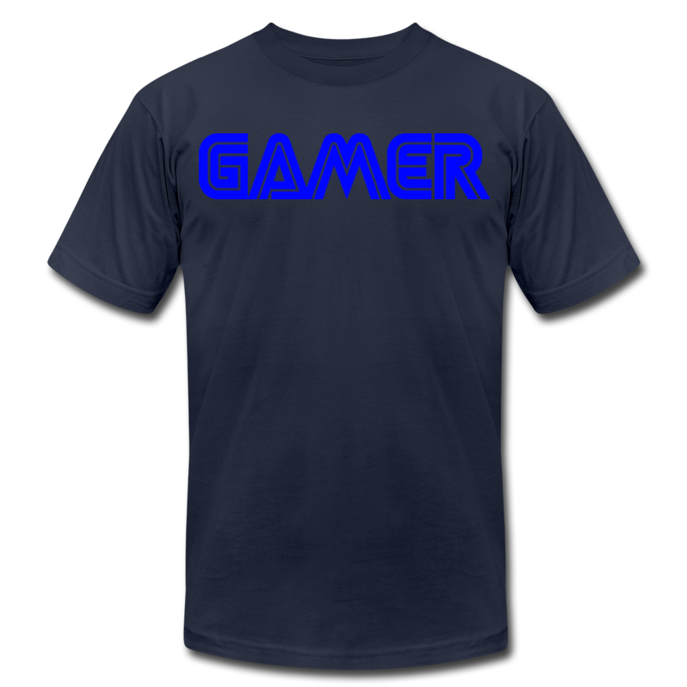 Gamer Word Text Art Unisex Jersey T-Shirt by Bella + Canvas - navy