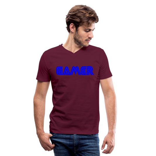 Gamer Word Text Art Men's V-Neck T-Shirt - maroon