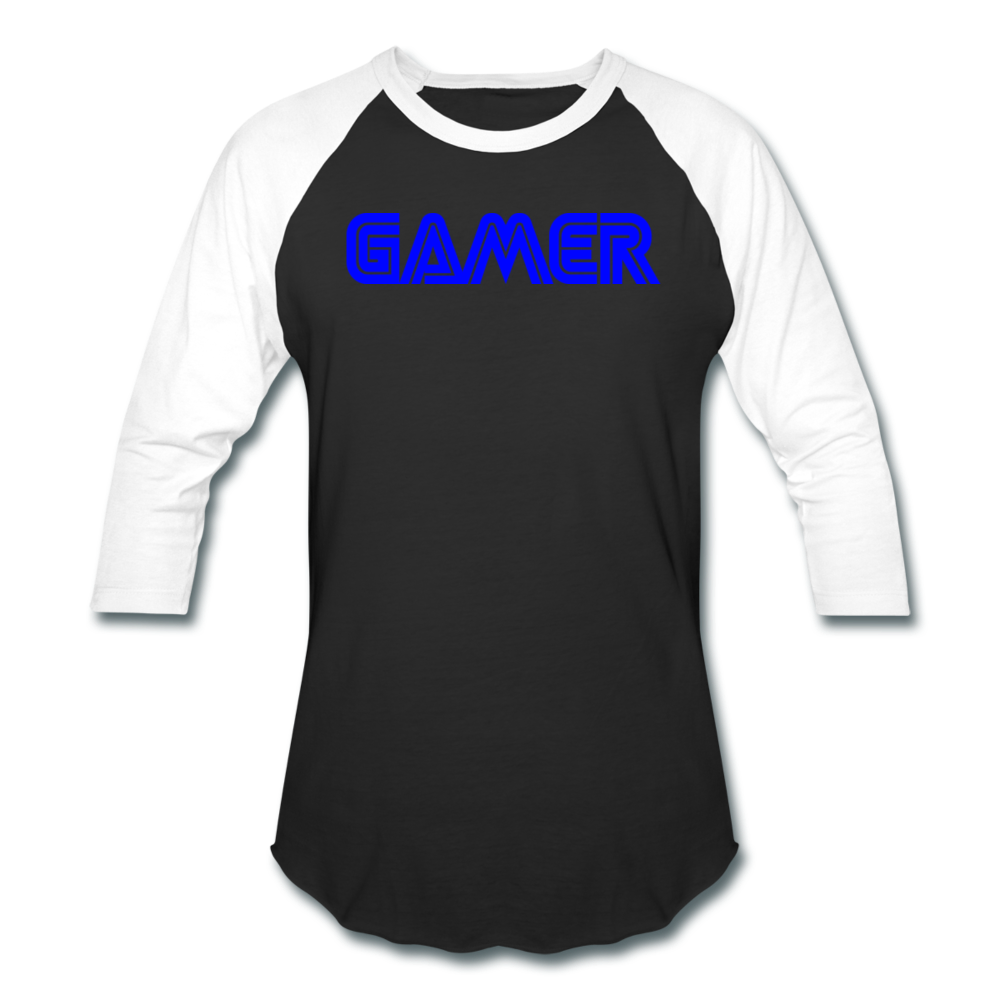 Gamer Word Text Art Baseball T-Shirt - black/white