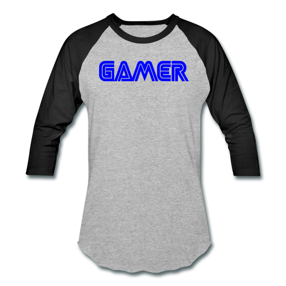 Gamer Word Text Art Baseball T-Shirt - heather gray/black