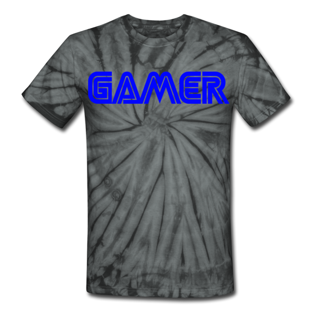 Gamer Word Text Art Unisex Tie Dye T-Shirt - spider black