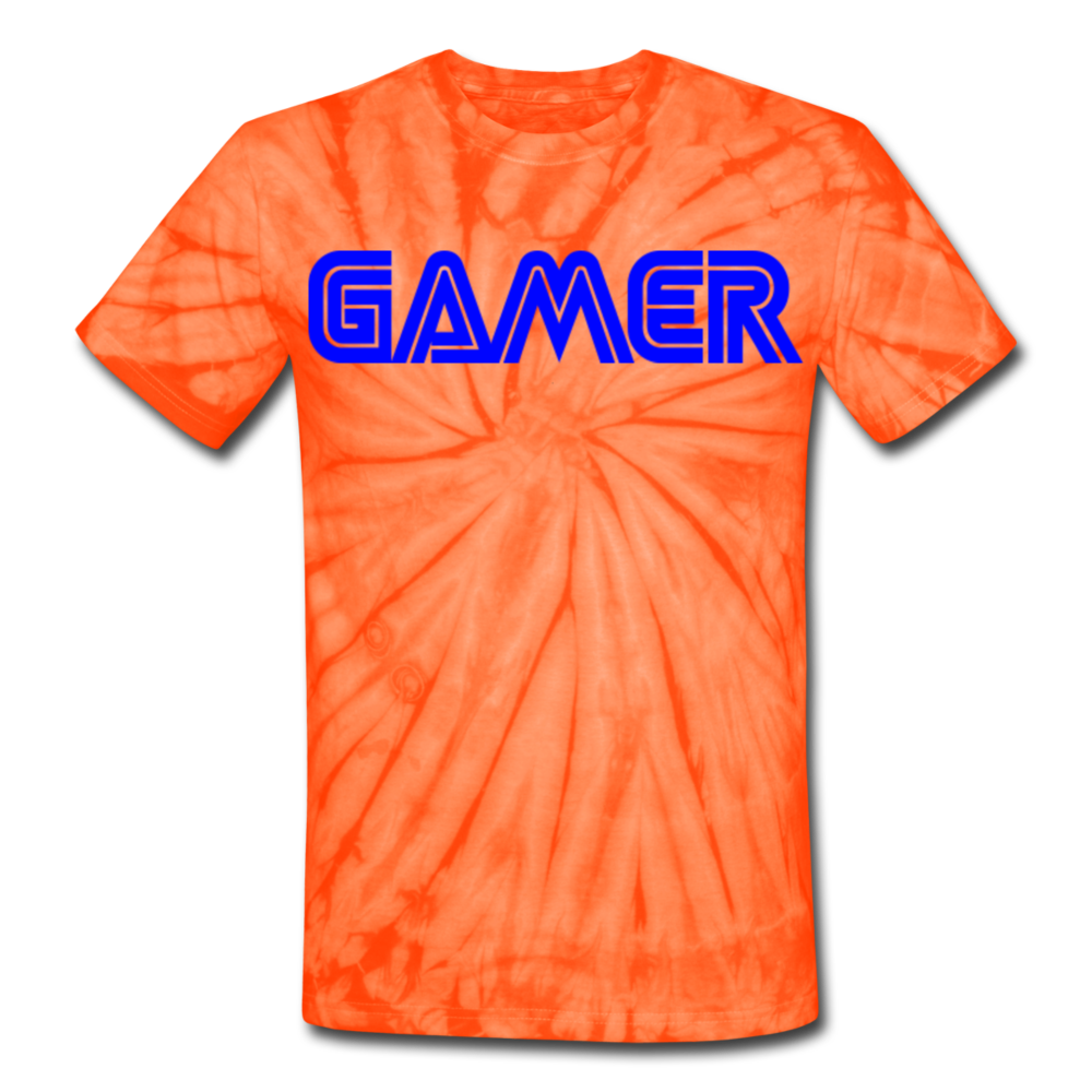Gamer Word Text Art Unisex Tie Dye T-Shirt - spider orange