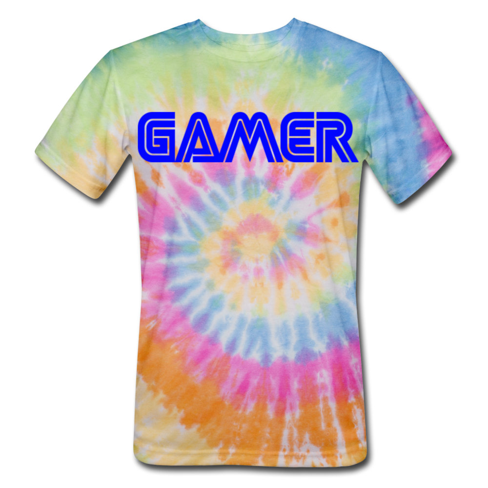 Gamer Word Text Art Unisex Tie Dye T-Shirt - rainbow