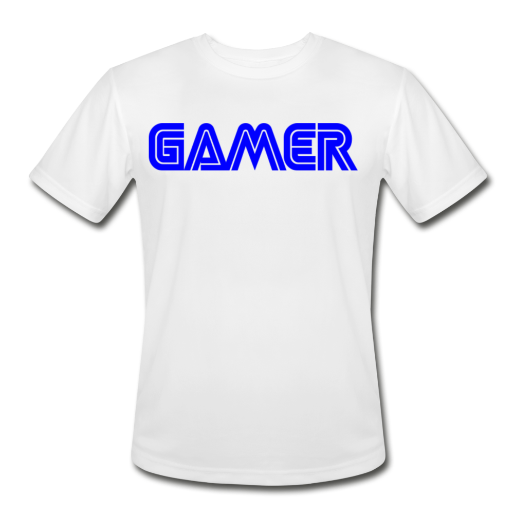 Gamer Word Text Art Men’s Moisture Wicking Performance T-Shirt - white
