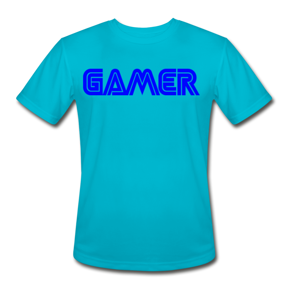 Gamer Word Text Art Men’s Moisture Wicking Performance T-Shirt - turquoise