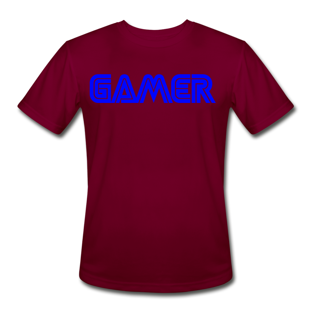 Gamer Word Text Art Men’s Moisture Wicking Performance T-Shirt - burgundy