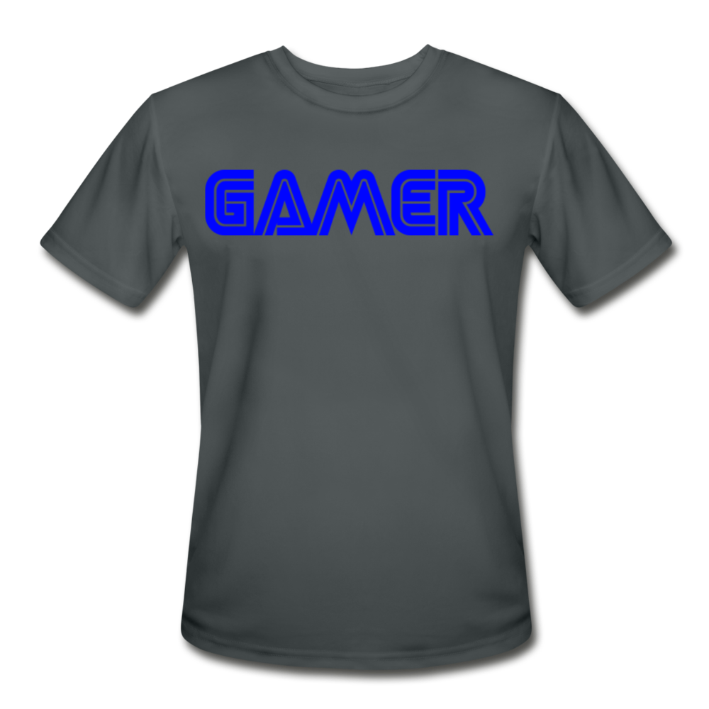 Gamer Word Text Art Men’s Moisture Wicking Performance T-Shirt - charcoal