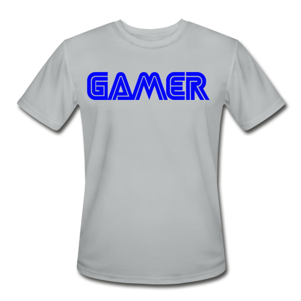 Gamer Word Text Art Men’s Moisture Wicking Performance T-Shirt - silver