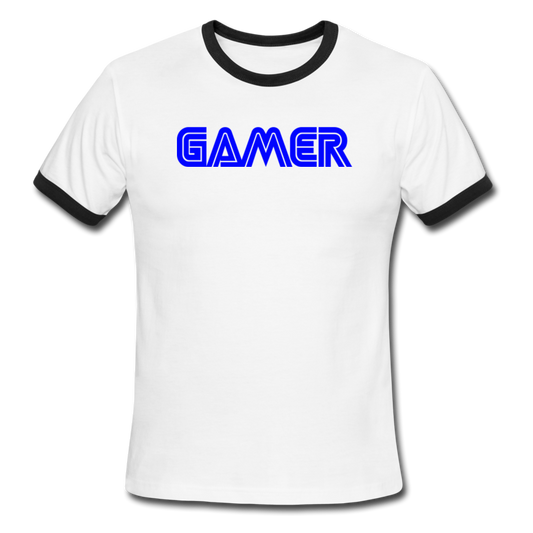 Gamer Word Text Art Men's Ringer T-Shirt - white/black
