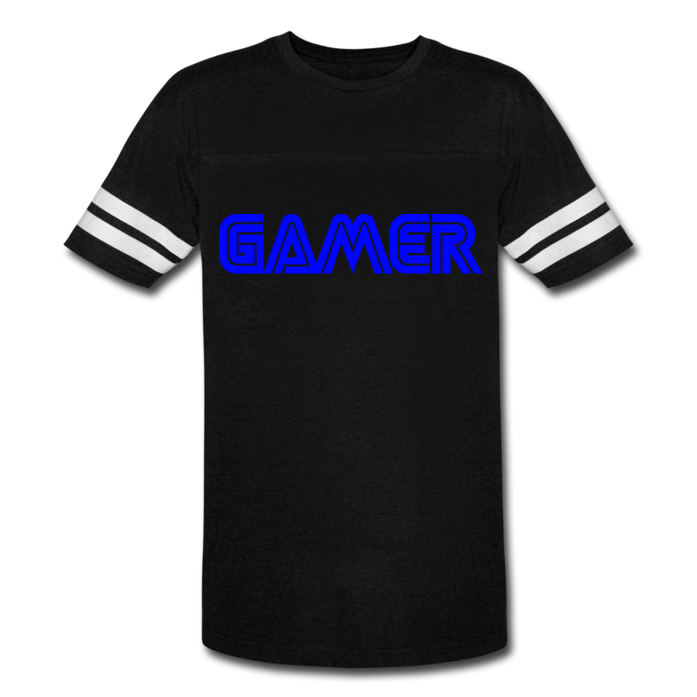 Gamer Word Text Art Vintage Sport T-Shirt - black/white