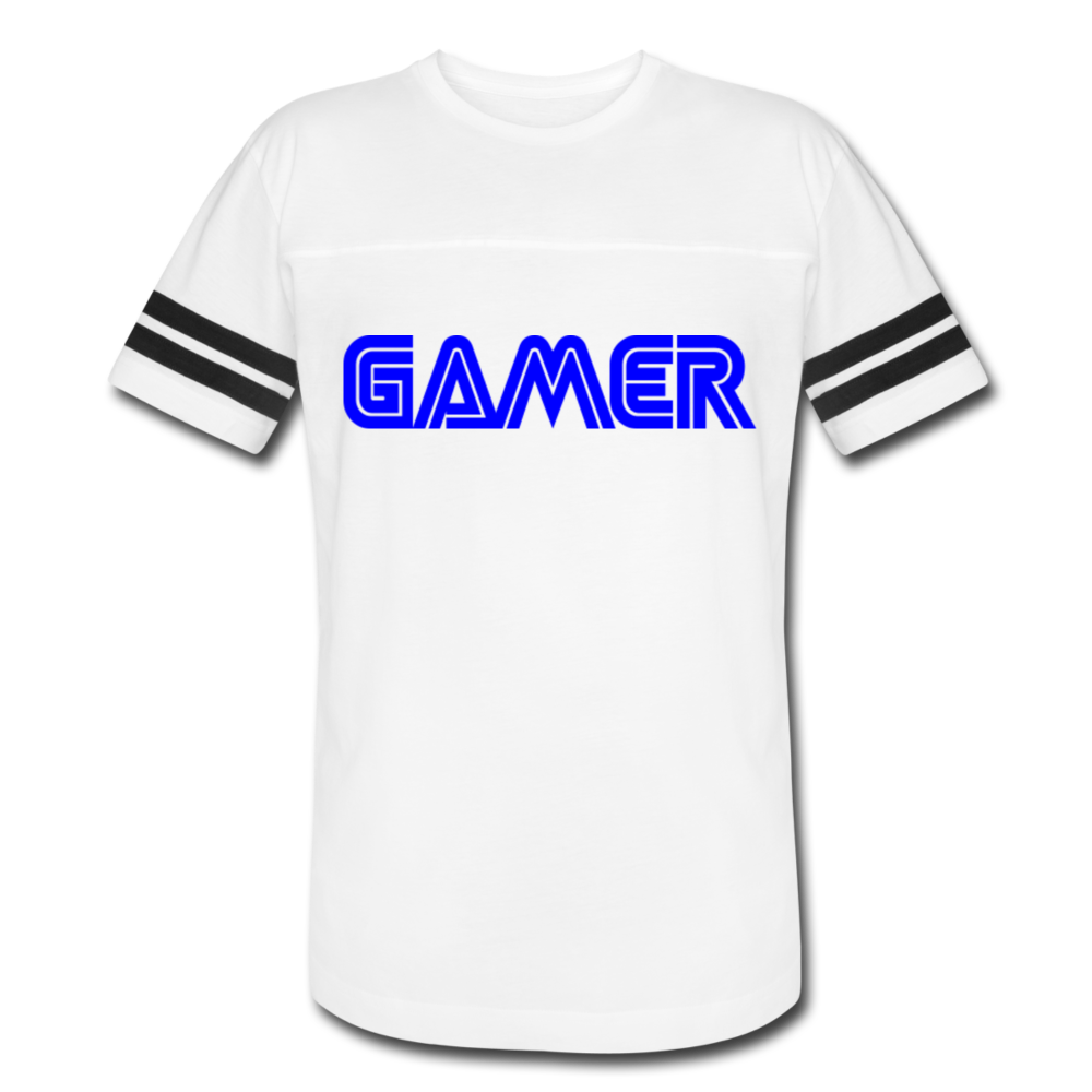 Gamer Word Text Art Vintage Sport T-Shirt - white/black