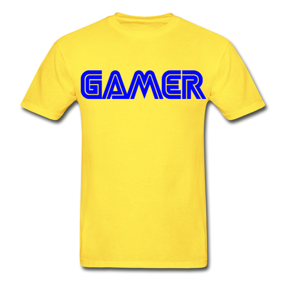 Gamer Word Text Art Hanes Adult Tagless T-Shirt - yellow