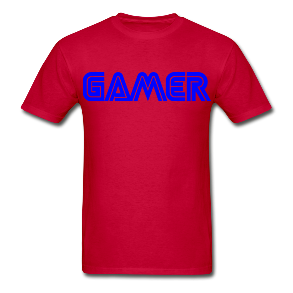 Gamer Word Text Art Hanes Adult Tagless T-Shirt - red