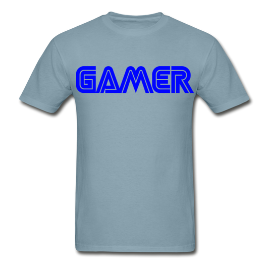 Gamer Word Text Art Hanes Adult Tagless T-Shirt - stonewash blue