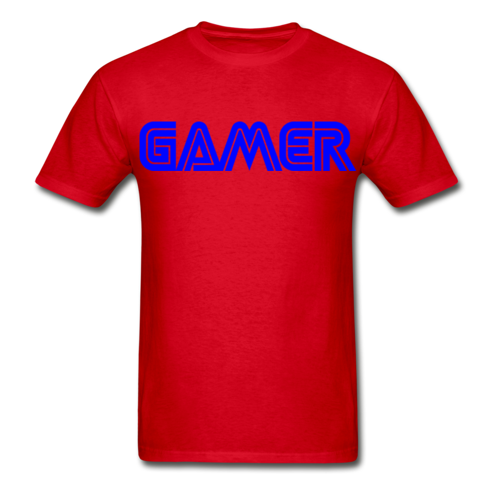 Gamer Word Text Art Gildan Ultra Cotton Adult T-Shirt - red