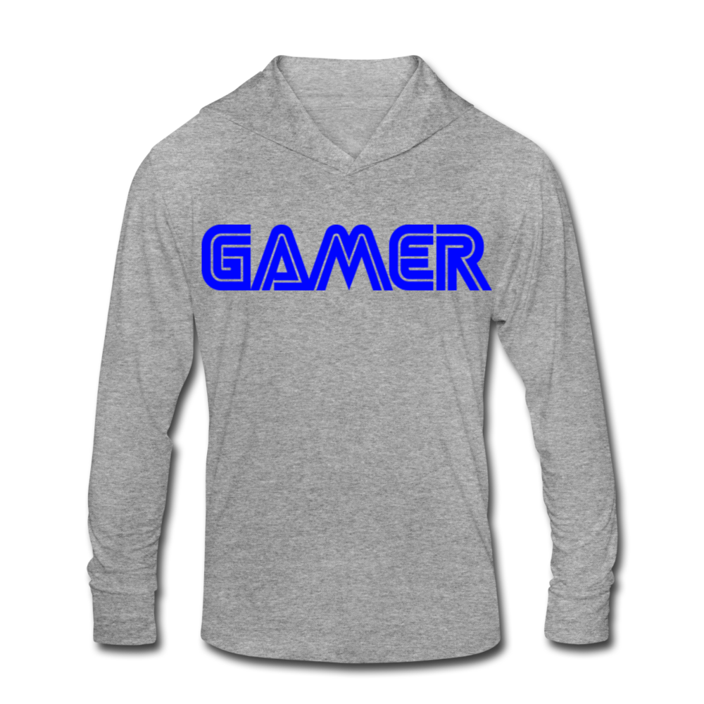 Gamer Word Text Art Unisex Tri-Blend Hoodie Shirt - heather gray
