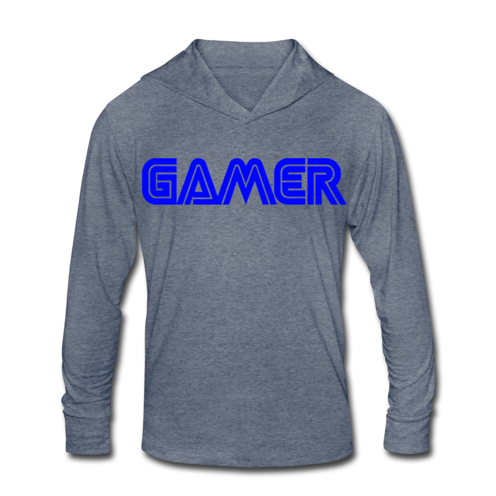 Gamer Word Text Art Unisex Tri-Blend Hoodie Shirt - heather blue