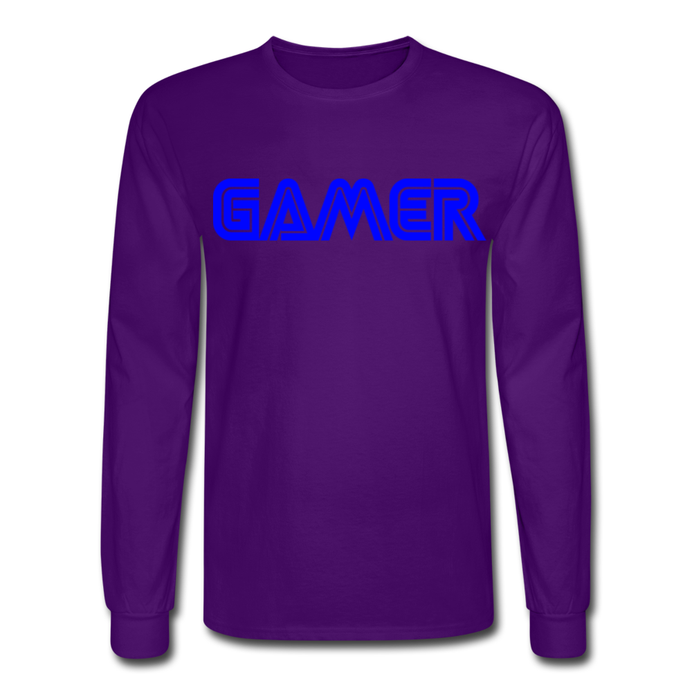 Gamer Word Text Art Men's Long Sleeve T-Shirt - purple