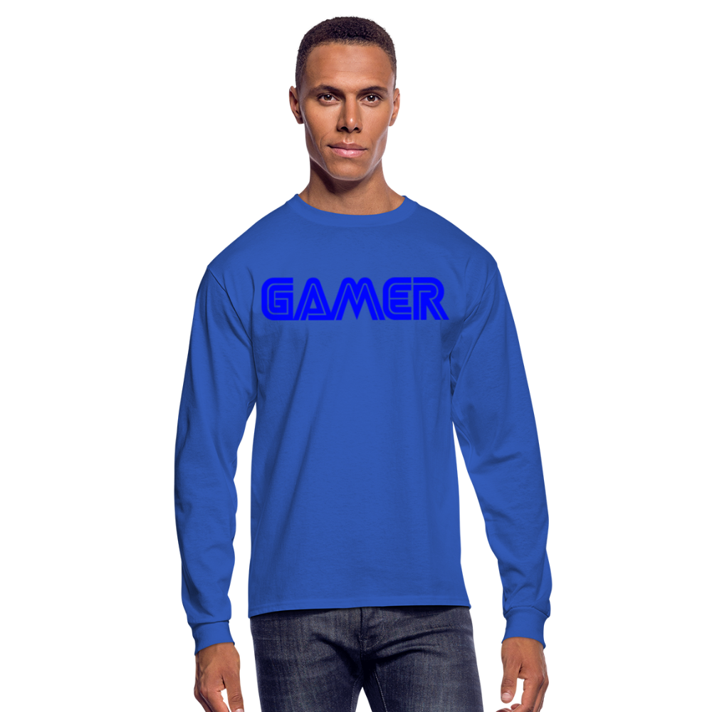 Gamer Word Text Art Men's Long Sleeve T-Shirt - royal blue
