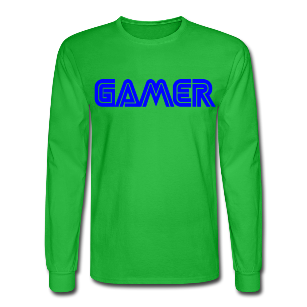 Gamer Word Text Art Men's Long Sleeve T-Shirt - bright green