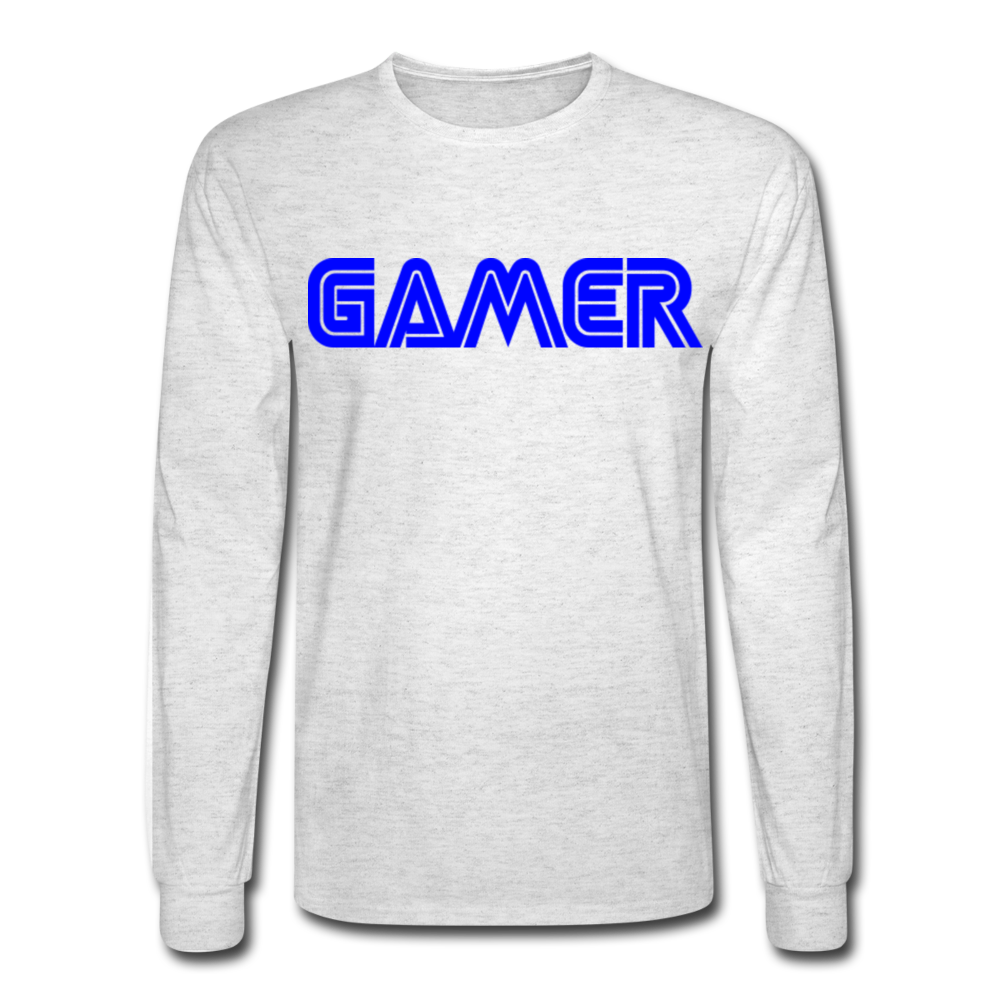 Gamer Word Text Art Men's Long Sleeve T-Shirt - light heather gray
