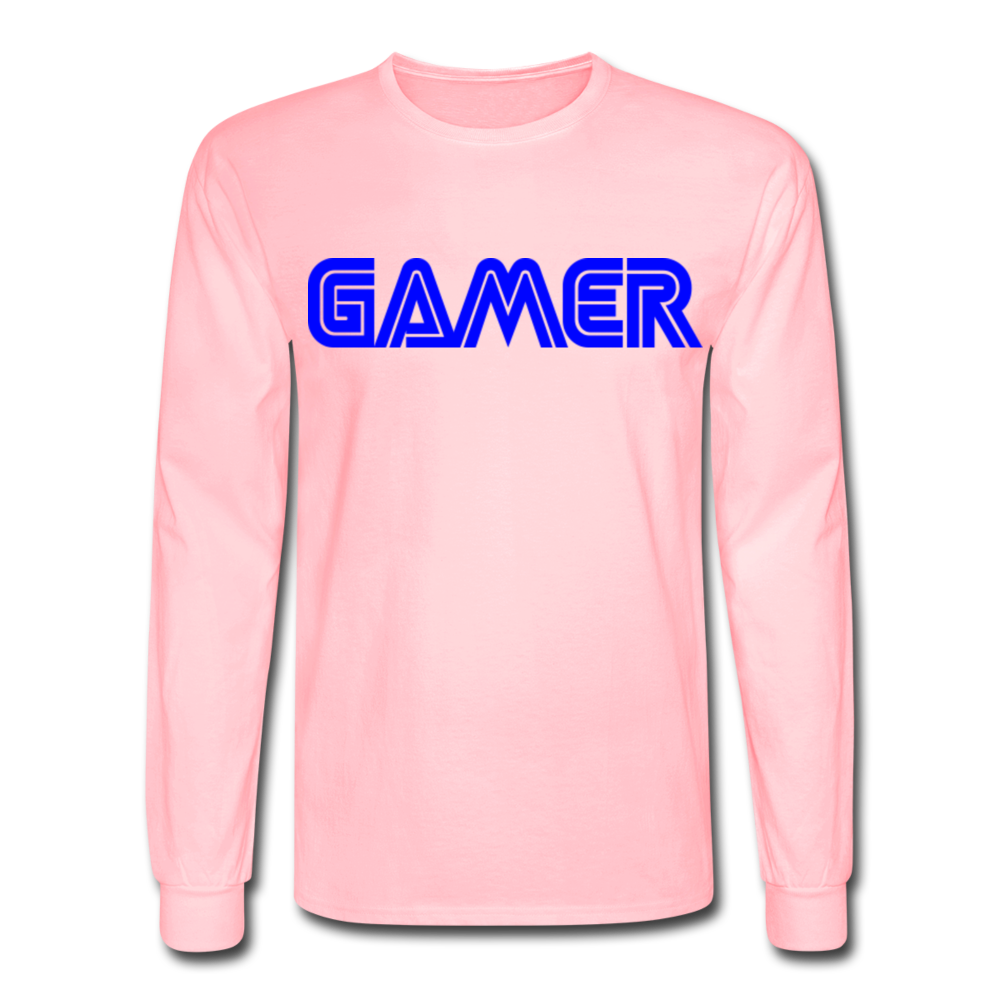 Gamer Word Text Art Men's Long Sleeve T-Shirt - pink