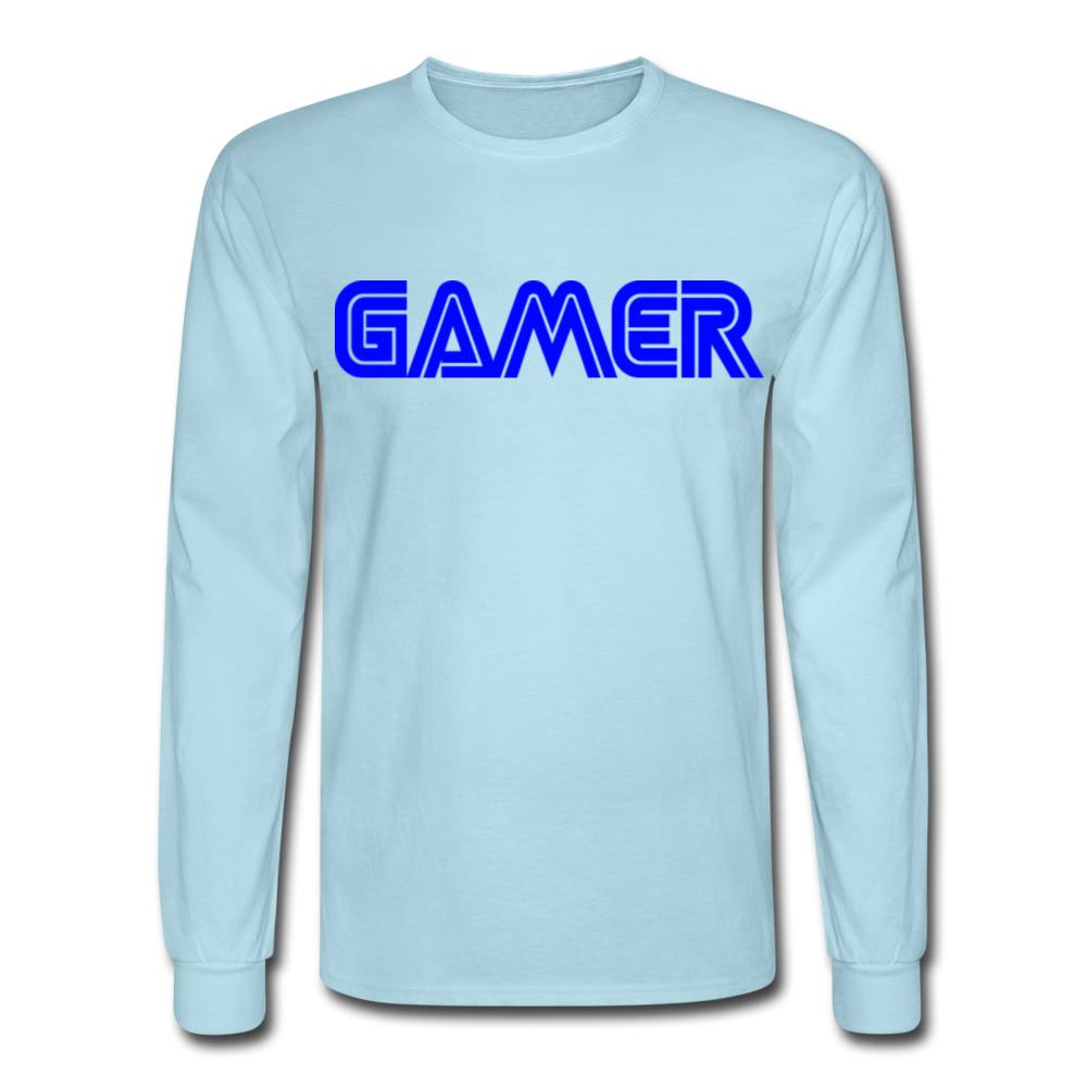 Gamer Word Text Art Men's Long Sleeve T-Shirt - powder blue