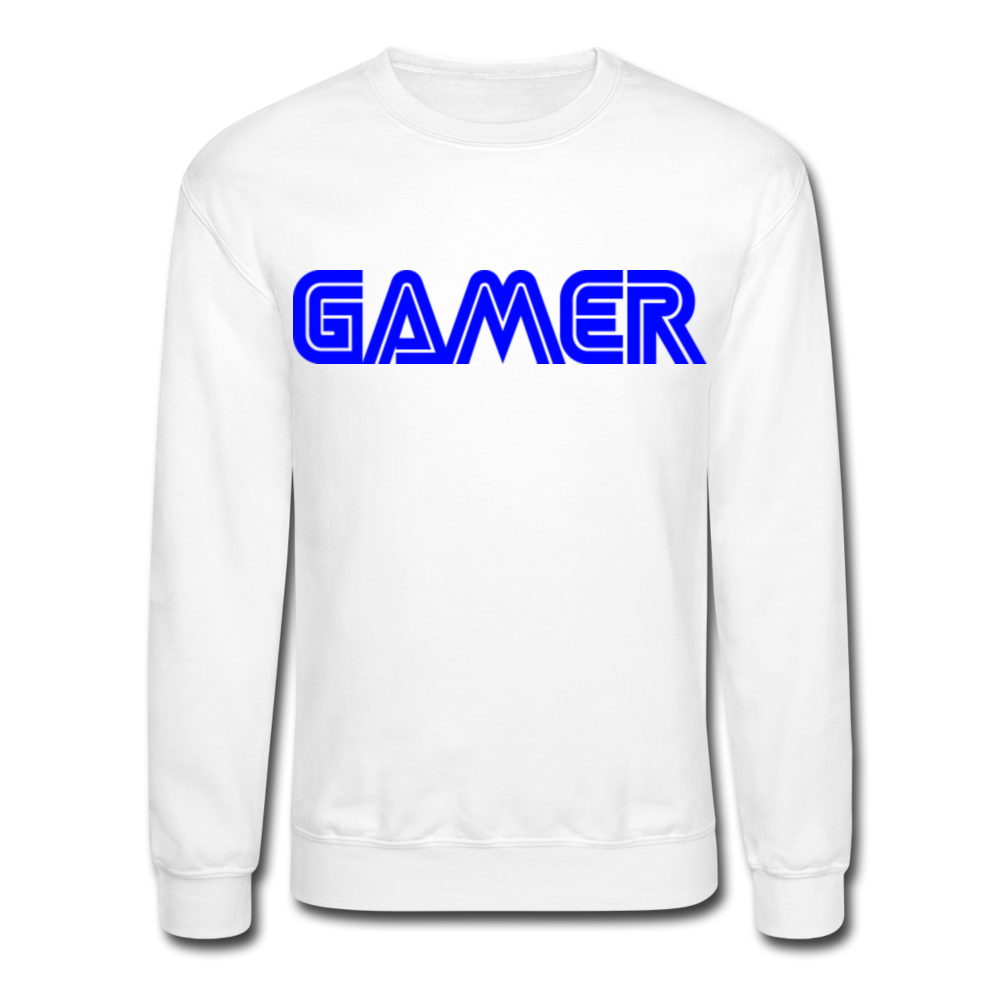 Gamer Word Text Art Crewneck Sweatshirt - white