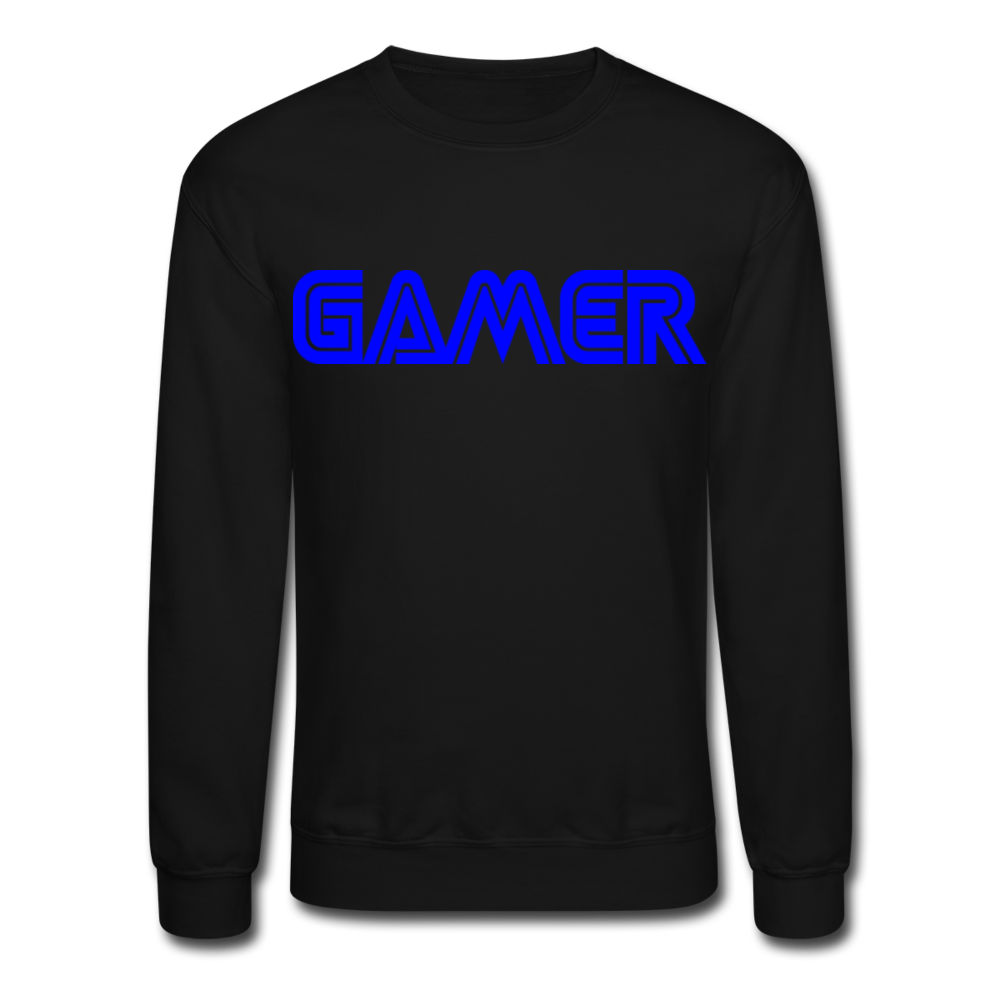 Gamer Word Text Art Crewneck Sweatshirt - black