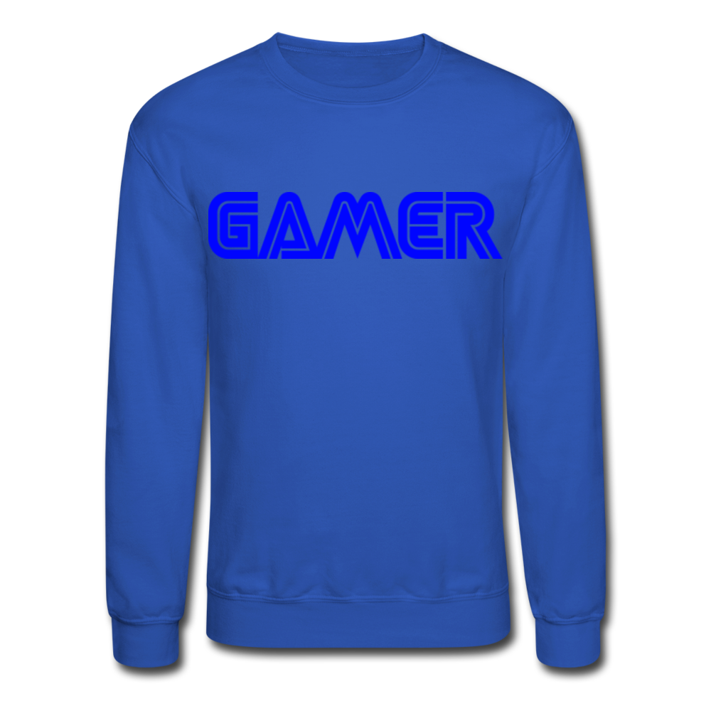 Gamer Word Text Art Crewneck Sweatshirt - royal blue