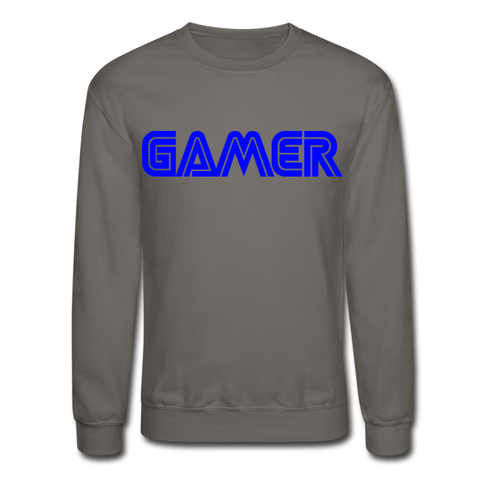 Gamer Word Text Art Crewneck Sweatshirt - asphalt gray