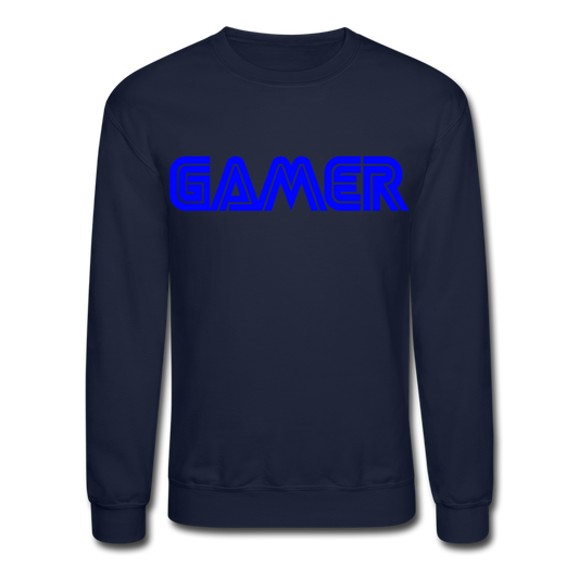 Gamer Word Text Art Crewneck Sweatshirt - navy