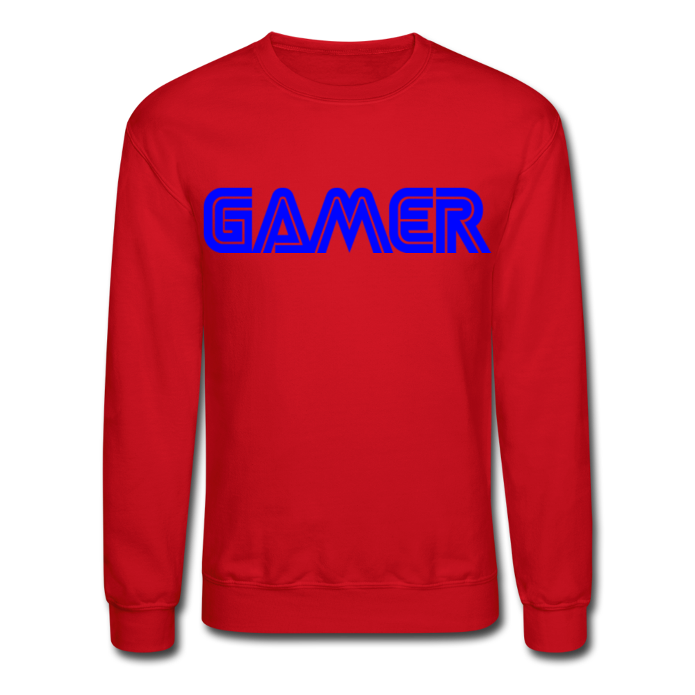 Gamer Word Text Art Crewneck Sweatshirt - red