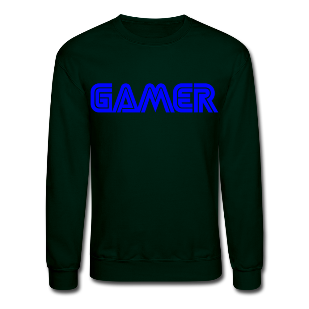 Gamer Word Text Art Crewneck Sweatshirt - forest green