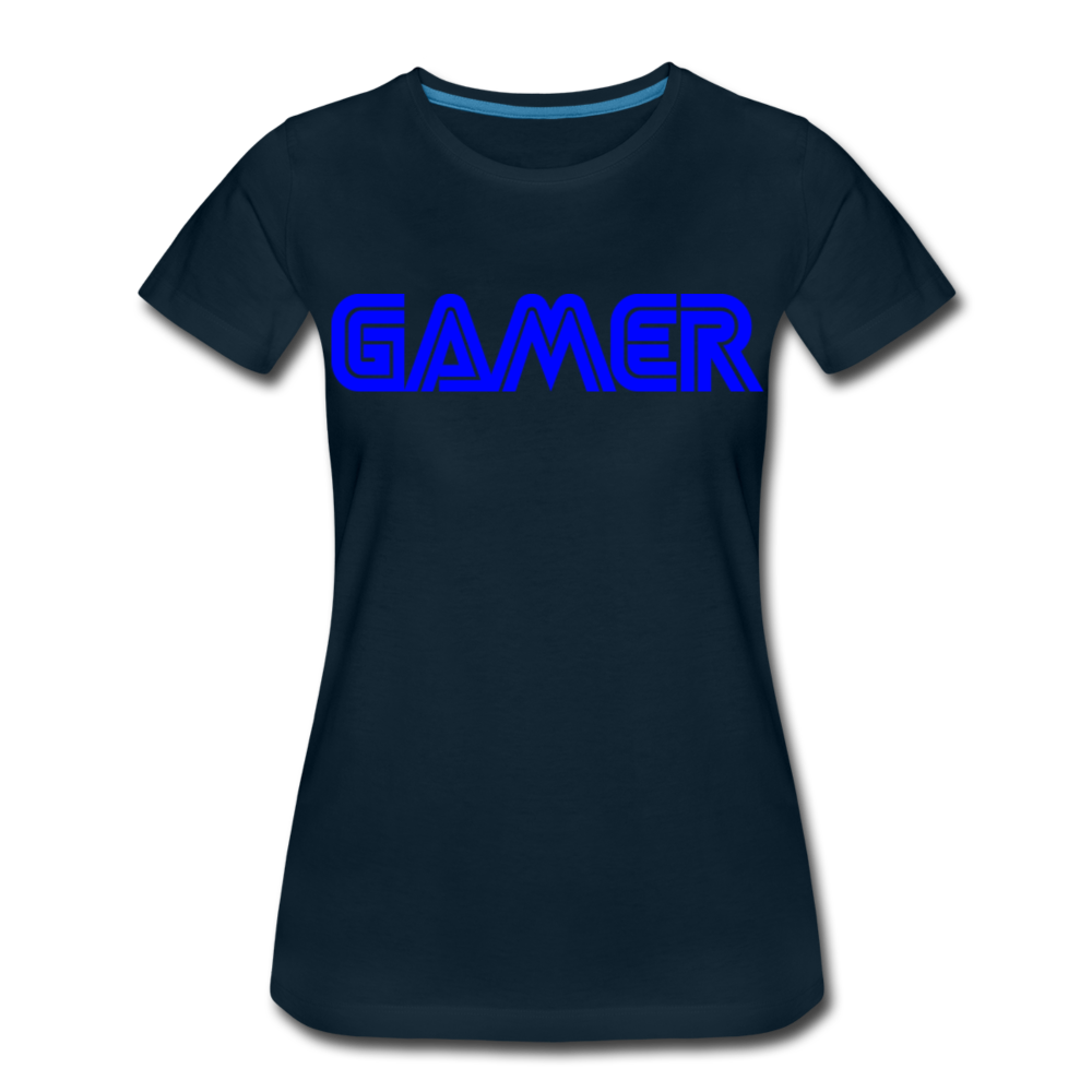 Gamer Word Text Art Women’s Premium T-Shirt - deep navy