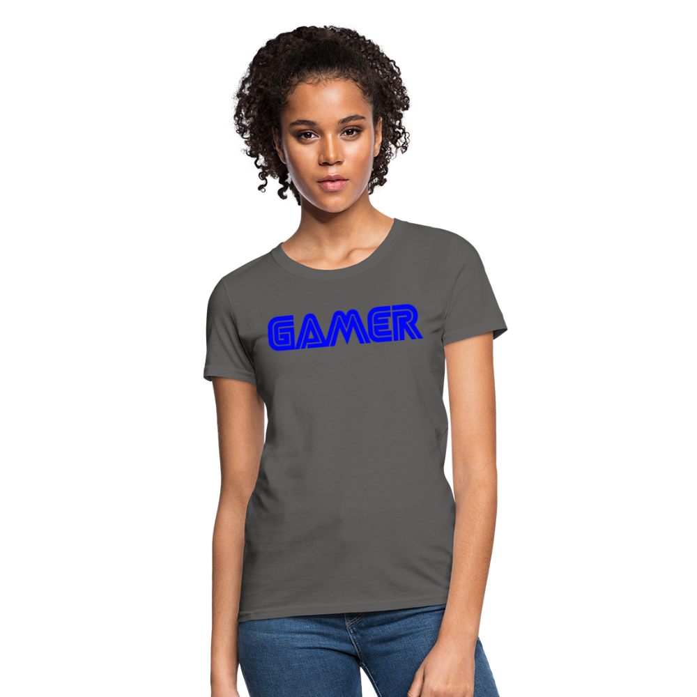 Gamer Word Text Art Women's T-Shirt - charcoal