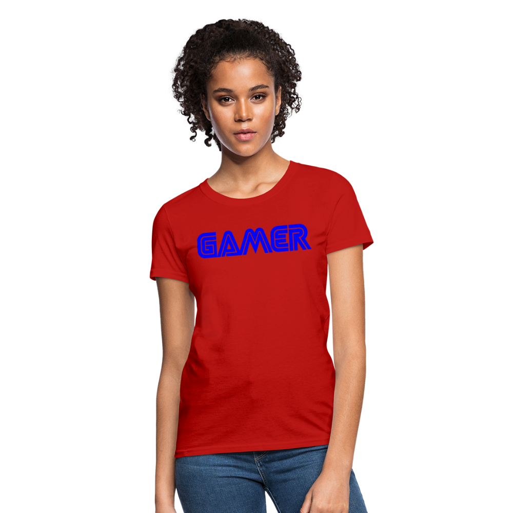 Gamer Word Text Art Women's T-Shirt - red