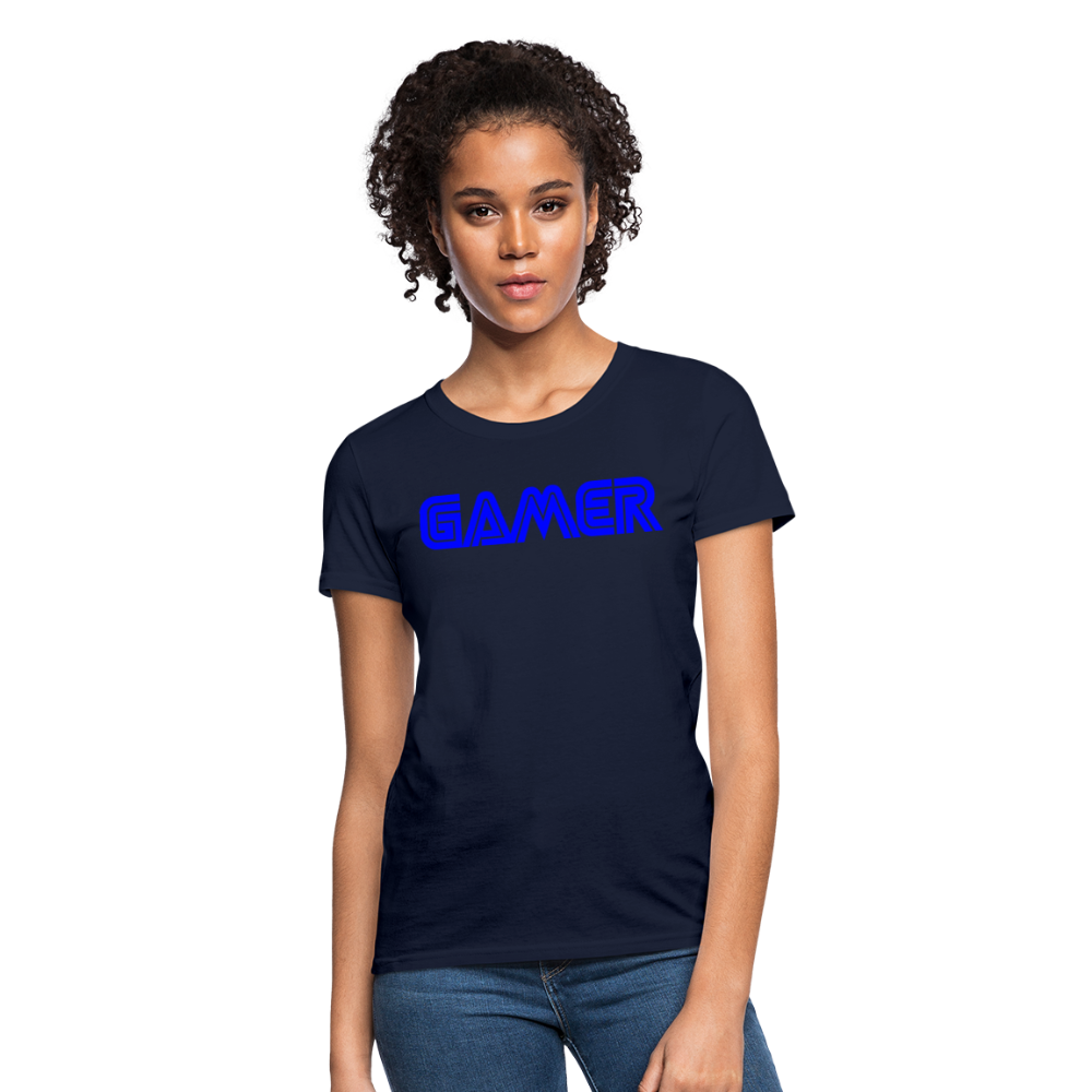 Gamer Word Text Art Women's T-Shirt - navy